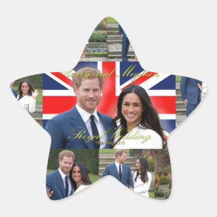 Harry und Meghan Royal Wedding Pro Foto Montage Stern-Aufkleber