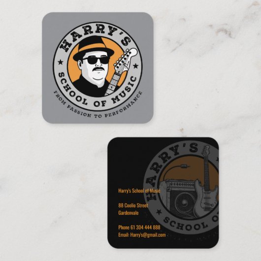 Harry's Music Quadratische Visitenkarte (Vorne/Hinten)