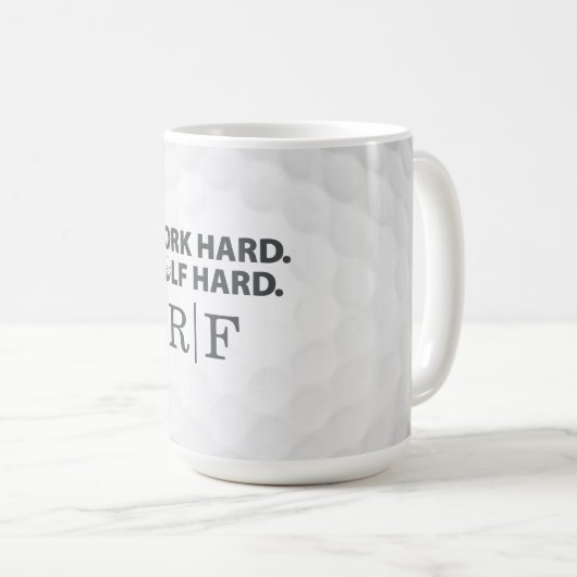 Hart Arbeiten Golf Hart Monogramm Initial Retro-St Kaffeetasse (VorderseiteRechts)