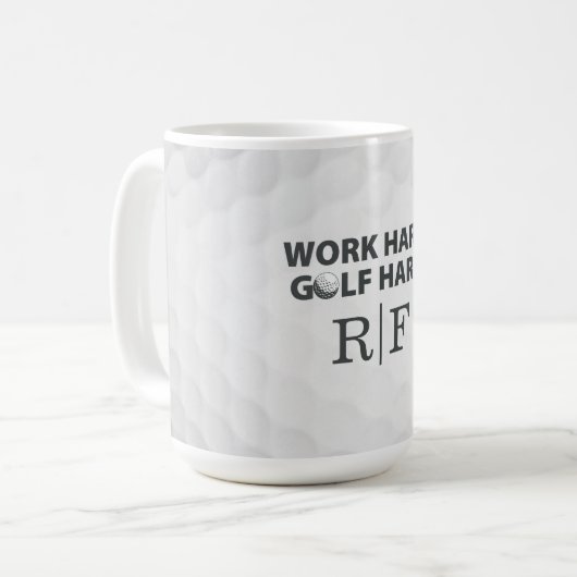 Hart Arbeiten Golf Hart Monogramm Initial Retro-St Kaffeetasse (Vorderseite Links)