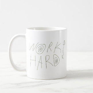 Hart arbeiten Handzeichnung Typografie Kaffeetasse