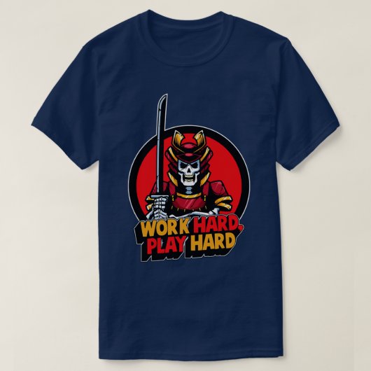 hart arbeiten Samurai Schädel T-Shirt (Design vorne)