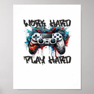 hart arbeiten, so hart spielen - Tag der Arbeit Poster