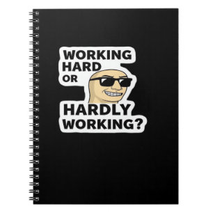 hart arbeitender oder kaum arbeitender lustiger Me Notizblock