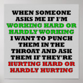 hart arbeitendes oder kaum arbeitendes lustiges Pl Poster (Vorne)