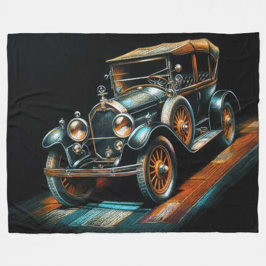 Hart Pastel Zeichne antikes Auto Fleecedecke (Vorderseite (Horizontal))