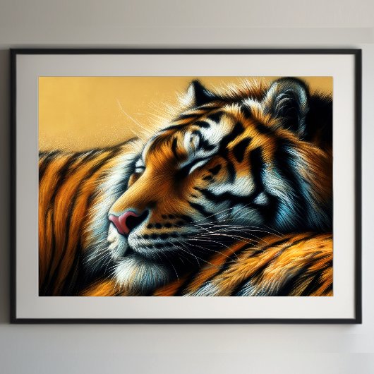 Hart Pastel Zeichne schlafenden Tiger Poster