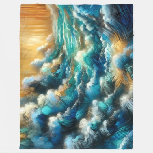 Hart Pastel Zeichnend Absturzwellen Fleecedecke (Vorderseite)