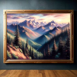 Hart Pastel Zeichnend Berglandschaft II Poster