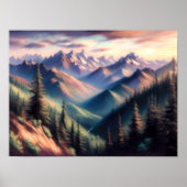 Hart Pastel Zeichnend Berglandschaft II Poster (Vorne)