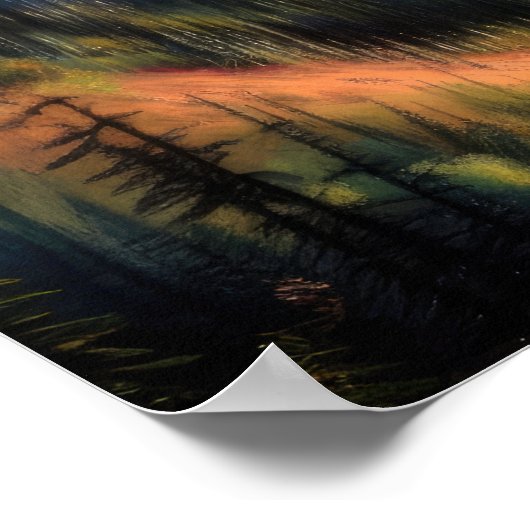 Hart Pastel Zeichnend Bergwelt Poster (Ecke)