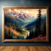 Hart Pastel Zeichnend Bergwelt Poster