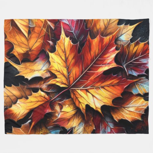 Hart Pastel Zeichnend Blätter für Herbst-Maple Fleecedecke (Vorderseite (Horizontal))