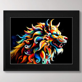 Hart Pastel Zeichnend chinesischer Fooshund farben Poster