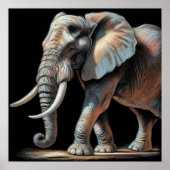 Hart Pastel Zeichnend Elefant Poster (Vorne)