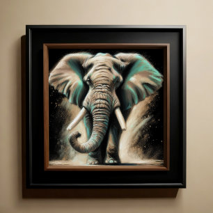 Hart Pastel Zeichnend Elefant Poster