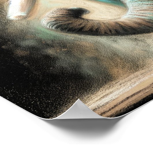 Hart Pastel Zeichnend Elefant Poster (Ecke)