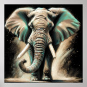 Hart Pastel Zeichnend Elefant Poster (Vorne)