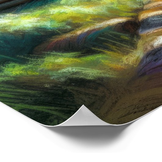 Hart Pastel Zeichnend Holzhütte im Wald Poster (Ecke)