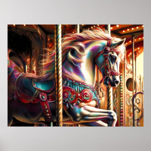 Hart Pastel Zeichnend Karussell Poster (Vorne)