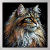 Hart Pastel Zeichnend Katze Poster (Vorne)