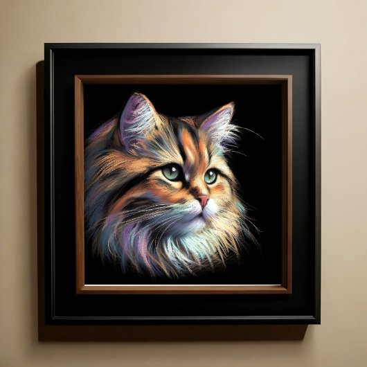 Hart Pastel Zeichnend Katze Poster