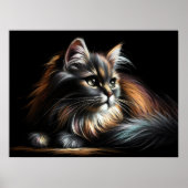 Hart Pastel Zeichnend Katze Poster (Vorne)