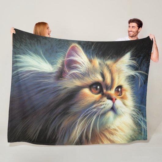 Hart Pastel Zeichnend persische Katze Fleecedecke (Beispiel)