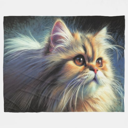 Hart Pastel Zeichnend persische Katze Fleecedecke (Vorderseite (Horizontal))