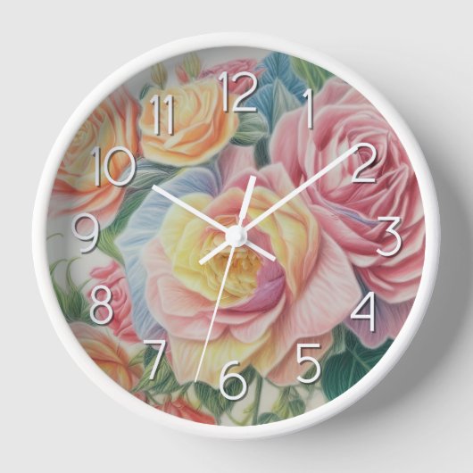 Hart Pastel Zeichnend Rose Uhr (Vorderseite)