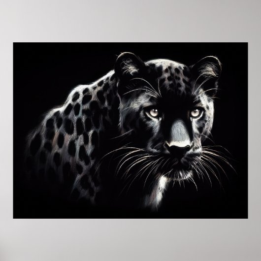 Hart Pastel Zeichnend Schneeleopard Poster (Vorne)