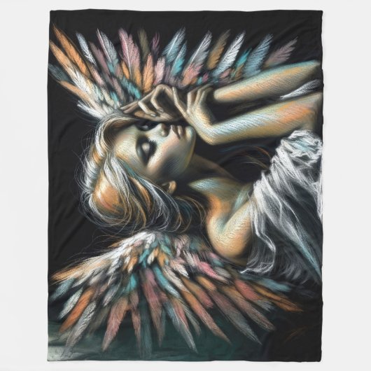 Hart Pastel Zeichnend schöner Angel Fleecedecke (Vorderseite)