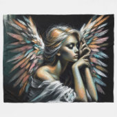 Hart Pastel Zeichnend schöner Angel Fleecedecke (Vorderseite (Horizontal))