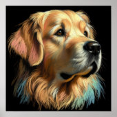 Hart Pastell Zeichnend Goldener Retriever Poster (Vorne)