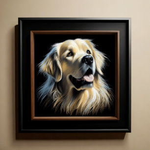 Hart Pastell Zeichnend Goldener Retriever Poster