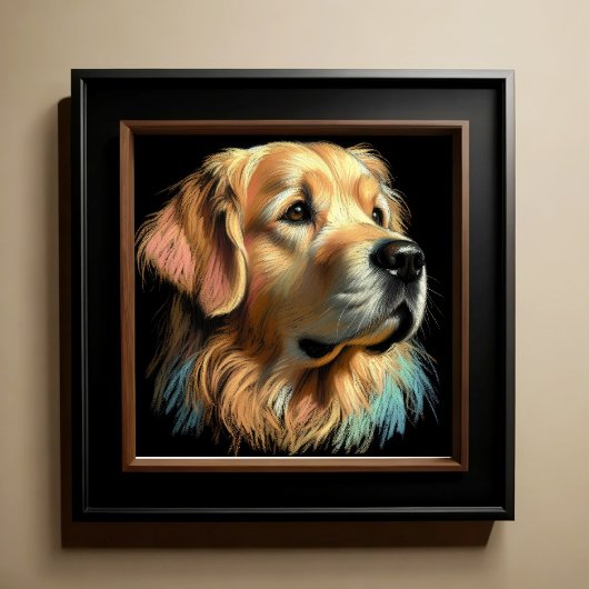 Hart Pastell Zeichnend Goldener Retriever Poster