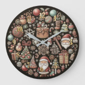Hart Pastete Zeichnend Weihnachtsmotive Große Wanduhr (Vorderseite)