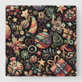 Hart Pastete Zeichnend Weihnachtsmotive Quadratische Wanduhr (Vorderseite)