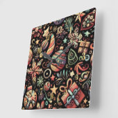 Hart Pastete Zeichnend Weihnachtsmotive Quadratische Wanduhr (Winkel)