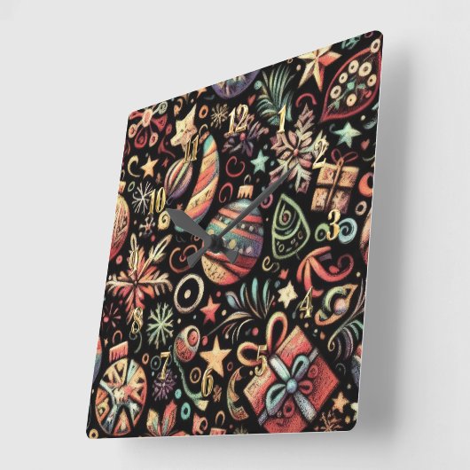 Hart Pastete Zeichnend Weihnachtsmotive Quadratische Wanduhr (Winkel)