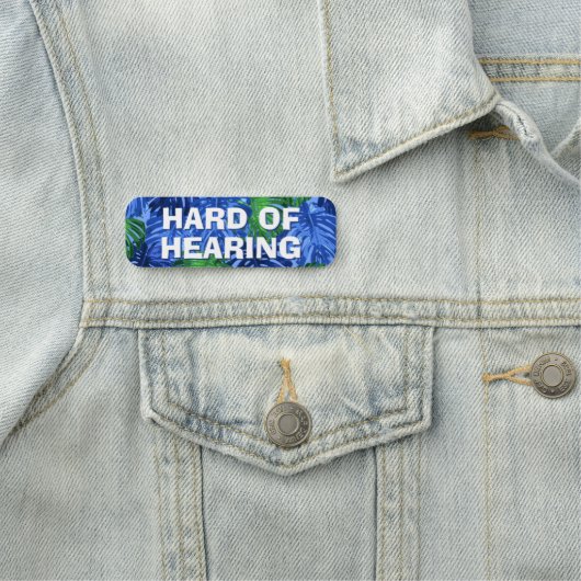 Harte Anhörung Blue Tropical Blätter Abzeichen Namensschild (Beispiel)