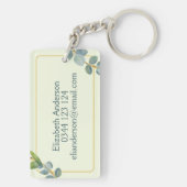 Harte Gehörwärts-Warnhinweise Grüne Blätter Schlüsselanhänger (Rückseite)