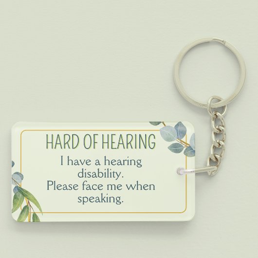 Harte Gehörwärts-Warnhinweise Grüne Blätter Schlüsselanhänger