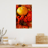 Harte Kürbis mit Herbstlauben 2 Poster (Küche)