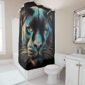 Harte Pastellzeichnung Schwarzer Panther Duschvorhang (Beispiel)