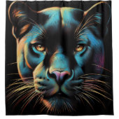 Harte Pastellzeichnung Schwarzer Panther Duschvorhang (Vorderseite)