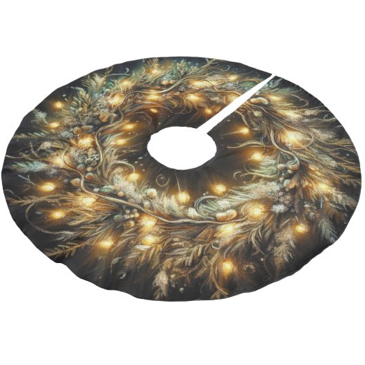 Harte Pastete Zeichnend Weihnachtskrautgelb Polyester Weihnachtsbaumdecke (Schrägansicht)