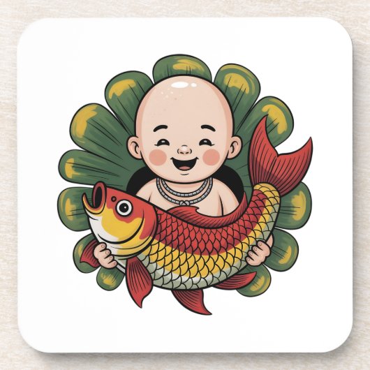 Harte Plastikuntersetzer | Niedlicher Junge mit Lu Getränkeuntersetzer (Vorderseite)