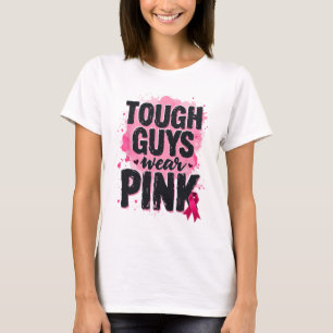 Harte Typ tragen rosa Brustkrebs-Bewusstsein pink T-Shirt
