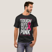 Harte Typ tragen rosa Unterstützung für Brustkrebs T-Shirt (Vorne ganz)